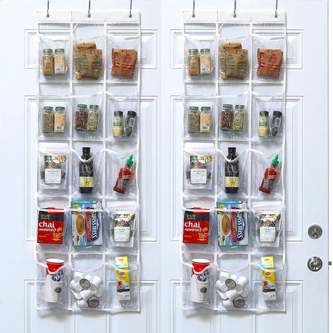 2 Pack - SimpleHouseware Crystal Clear Over The Door Hanging Pantry Organizer (52" x 18")