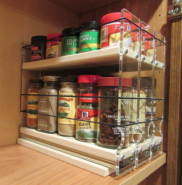 Vertical Spice - 222x1.5x11 DC - Spice Rack - 3 Drawers - 15 Regular/15 Half-size Capacity - Cabinet Mounted