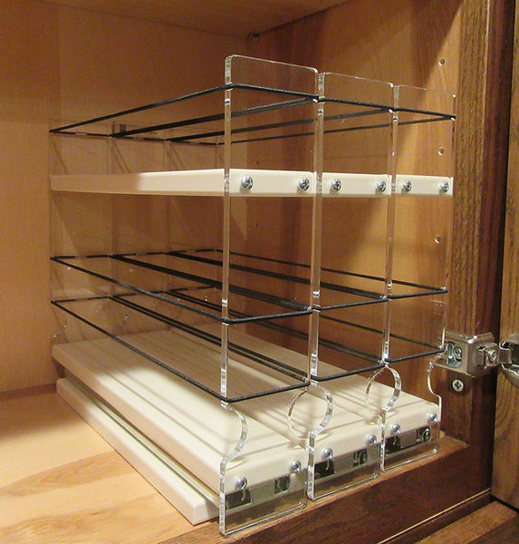 Vertical Spice - 222x1.5x11 DC - Spice Rack - 3 Drawers - 15 Regular/15 Half-size Capacity - Cabinet Mounted