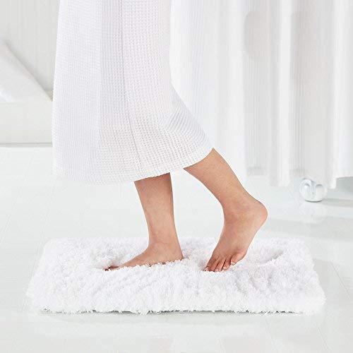 Genteele Non-Slip Memory Foam Shaggy Bathroom Mat, Water Absorbent, Super Plush Bath Mat, Washable Bathroom Rug (17" X 24", Gray)