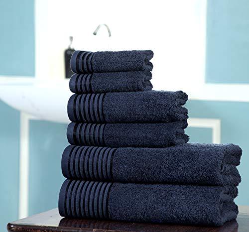 600 GSM Ultra Soft 100% Combed Cotton 6-piece Towel Set (Charcoal Black): 2 Bath towels, 2 Hand towels, 2 Washcloths, Long-staple Cotton, Spa Hotel Quality, Super Absorbent, Machine Washable