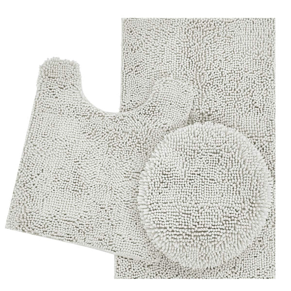 ITSOFT 3pc Non-Slip Shaggy Chenille Bathroom Mat Set