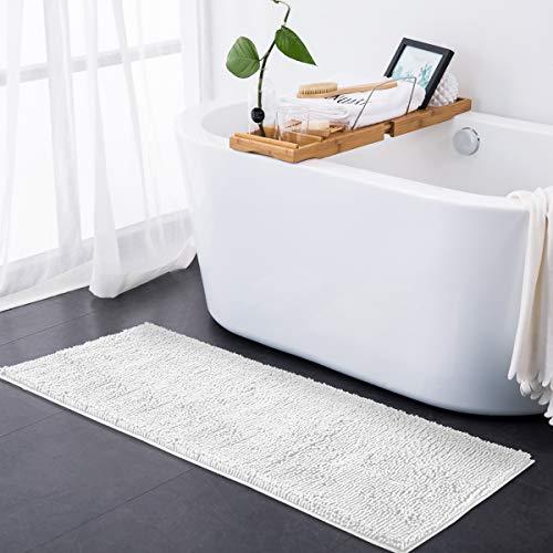 ITSOFT Non Slip Shaggy Chenille Soft Microfibers Bathroom Rug with Water Absorbent, Machine Washable, 21 x 34 inches Charcoal Gray