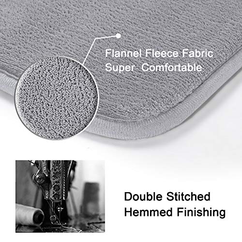 H.VERSAILTEX 2 Pack Non Slip Memory Foam Bathroom Rugs Non Slip Bath Mats Super Absorbent Extra Cozy, Foot Massage Flannel Bathroom Rugs/Carpets Machine-Washable and Fast Dry (Gray, Each 17" x 24")