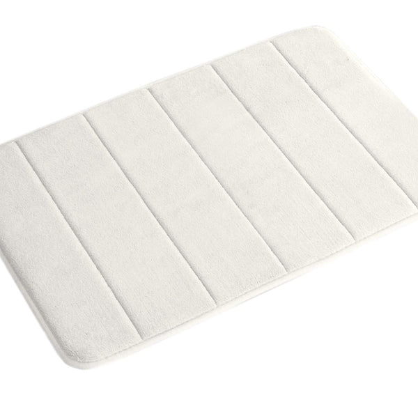 Memory Foam Bath Mat Non Slip Absorbent Bathroom Mat Super Soft Microfiber Bath Mat Set Super Cozy Velvety Bathroom Rug Carpet (Taupe Striped Pattern 17x24-Inches)