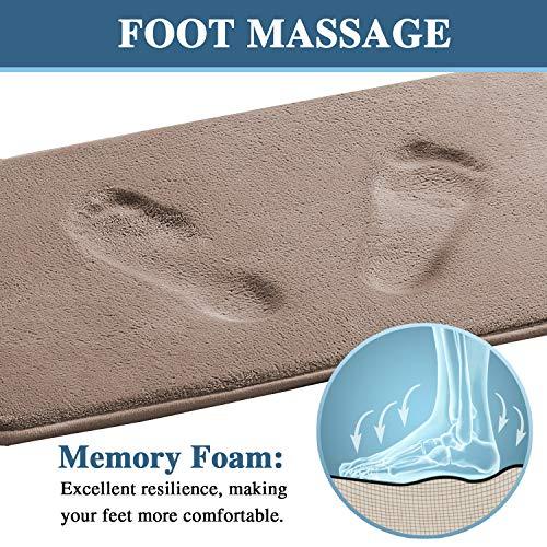 H.VERSAILTEX 2 Pack Non Slip Memory Foam Bathroom Rugs Non Slip Bath Mats Super Absorbent Extra Cozy, Foot Massage Flannel Bathroom Rugs/Carpets Machine-Washable and Fast Dry (Gray, Each 17" x 24")