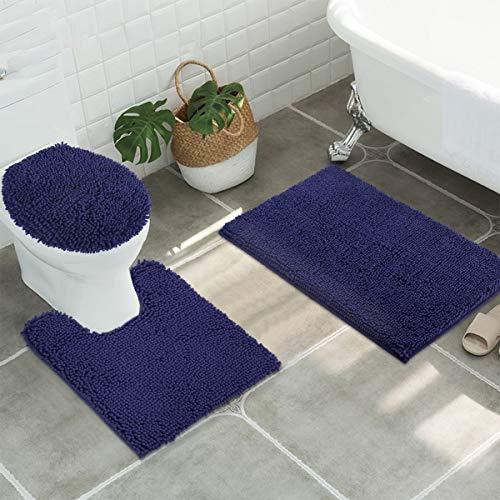 ITSOFT 3pc Non-Slip Shaggy Chenille Bathroom Mat Set