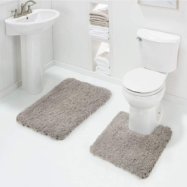 Walensee Bathroom Rug Non Slip Bath Mat for Bathroom (16 x 24) Water Absorbent Soft Microfiber Shaggy Bathroom Mat Machine Washable Bath Rug for Bathroom Thick Plush Rugs for Shower (Gray)