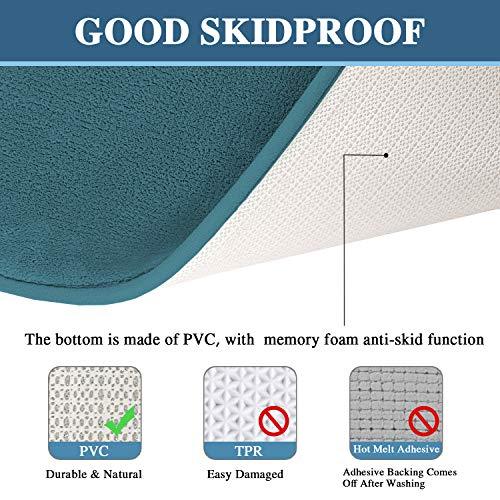 H.VERSAILTEX 2 Pack Non Slip Memory Foam Bathroom Rugs Non Slip Bath Mats Super Absorbent Extra Cozy, Foot Massage Flannel Bathroom Rugs/Carpets Machine-Washable and Fast Dry (Gray, Each 17" x 24")