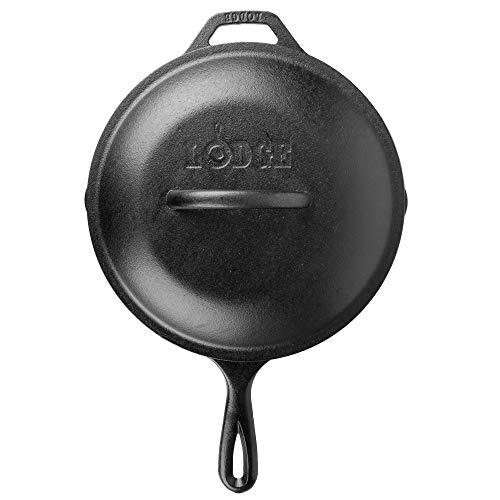 Lodge 12 Inch Cast Iron Skillet. Pre-Seasoned Cast Iron Skillet with Red Silicone Hot Handle Holder.