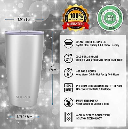 CHILLOUT LIFE 30 oz Stainless Steel Tumbler with Lid & Gift Box | Double Wall Vacuum Insulated Large Travel Coffee Mug with Splash Proof Lid for Hot & Cold Drinks