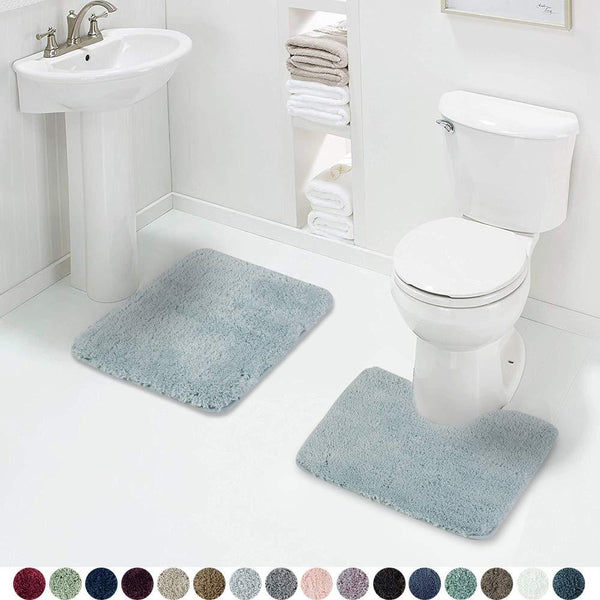 Walensee Bathroom Rug Non Slip Bath Mat for Bathroom (16 x 24) Water Absorbent Soft Microfiber Shaggy Bathroom Mat Machine Washable Bath Rug for Bathroom Thick Plush Rugs for Shower (Gray)