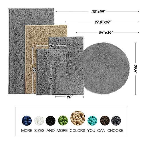 MAYSHINE Bath mat Runners for Bathroom Rugs(47X27.5inch) Long Floor mats Extra Soft Absorbent Thickening Shaggy Microfiber Machine-Washable Perfect for Doormats Tub Shower-Dark Gray