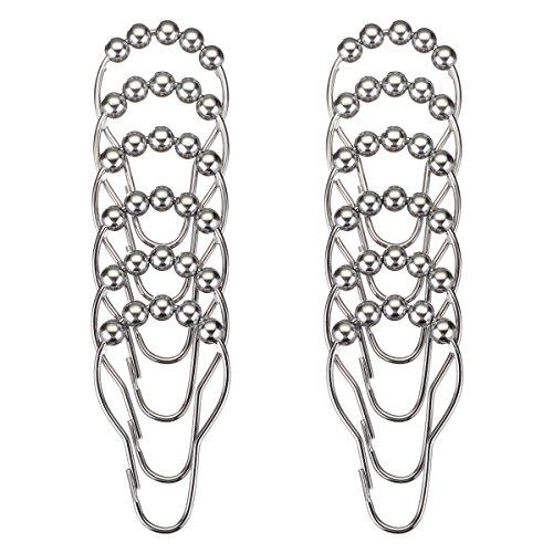 Amazer Shower Curtain Hooks Rings, Stainless Steel Shower Curtain Rings and Hooks for Bathroom Shower Rods Curtains-Set of 12-Polished Nickel