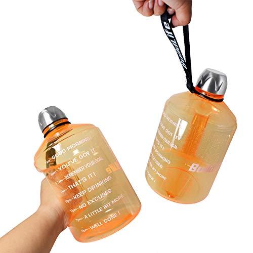 BuildLife 1 Gallon Water Bottle Motivational Fitness Workout with Time Marker |Drink More Water Daily | Clear BPA-Free | Large 128 Ounce/73OZ/43OZ of Water