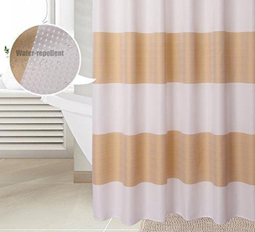 Waffle Weave Fabric Shower Curtain 230 GSM Heavy Duty, Spa, Hotel Luxury, Water Repellent, White Pique Pattern, 71 x 72 inches Decorative Bathroom Curtain