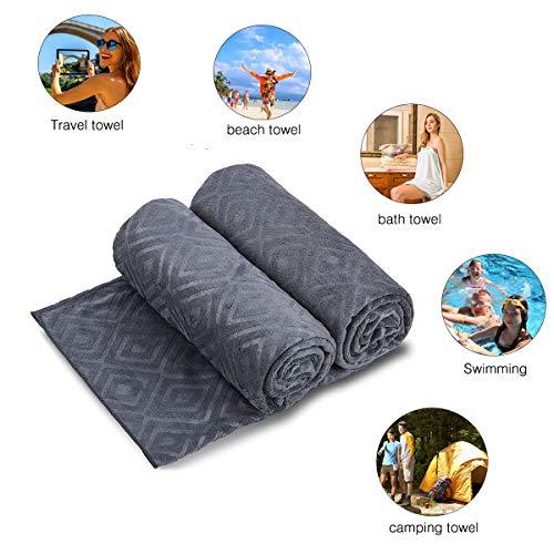 JML Microfiber Bath Towels, Bath Towel 2 Pack(30" x 60"), Oversized, Soft, Super Absorbent and Fast Drying, No Fading Multipurpose Use for Sports, Travel, Fitness, Yoga - Grey