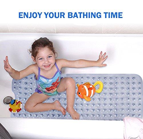 Wimaha XL Bathtub Mat, Bath Shower Mat Non Slip for Bathroom, Machine Washable, Ideal for Kids Toddler Senior, 39 x 16, Clear