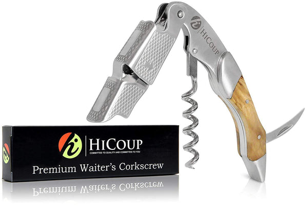 Professional Waiter’s Corkscrew by HiCoup - Rosewood Handle All-in-one Corkscrew, Bottle Opener and Foil Cutter, Used By Sommeliers, Waiters and Bartenders Around The World