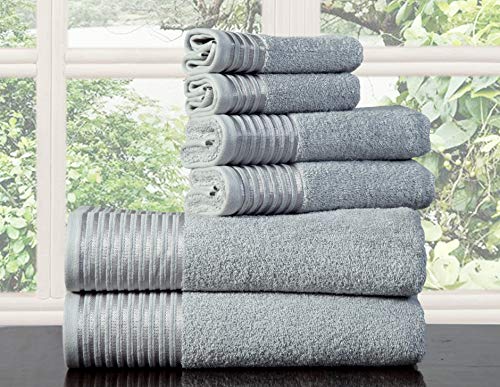 600 GSM Ultra Soft 100% Combed Cotton 6-piece Towel Set (Charcoal Black): 2 Bath towels, 2 Hand towels, 2 Washcloths, Long-staple Cotton, Spa Hotel Quality, Super Absorbent, Machine Washable