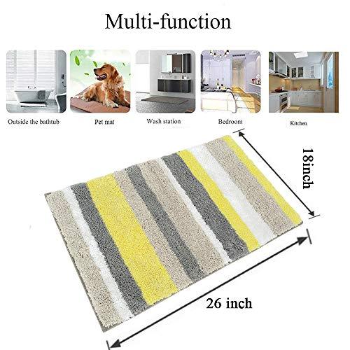 HEBE Non-Slip Bathroom Rug Mat Shag Microfiber Shower Bath Rug Absorbent Bath Mat for Bathroom Machine Washable(18x26, Blue/Grey)