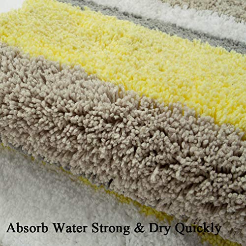 HEBE Non-Slip Bathroom Rug Mat Shag Microfiber Shower Bath Rug Absorbent Bath Mat for Bathroom Machine Washable(18x26, Blue/Grey)