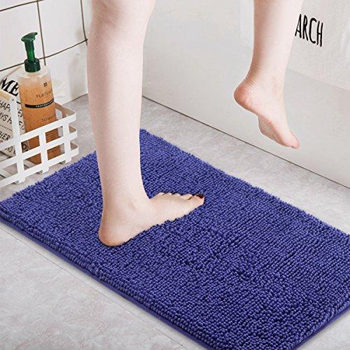 ITSOFT Non Slip Shaggy Chenille Soft Microfibers Bathroom Rug with Water Absorbent, Machine Washable, 21 x 34 inches Charcoal Gray