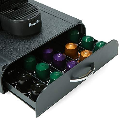 Mind Reader 50 Capacity Nespresso Capsule, 24 Capacity Vertuoline Coffee Pod Storage Drawer Organizer, White