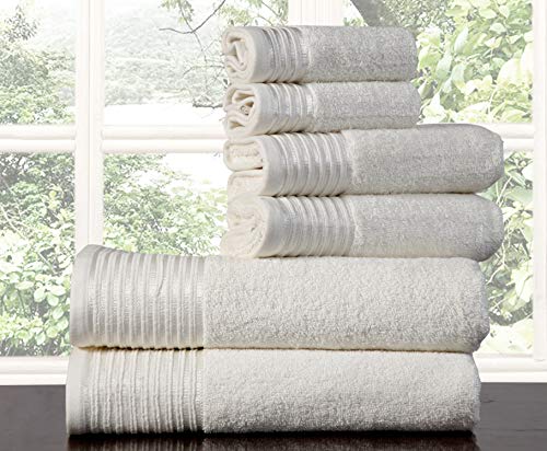 600 GSM Ultra Soft 100% Combed Cotton 6-piece Towel Set (Charcoal Black): 2 Bath towels, 2 Hand towels, 2 Washcloths, Long-staple Cotton, Spa Hotel Quality, Super Absorbent, Machine Washable