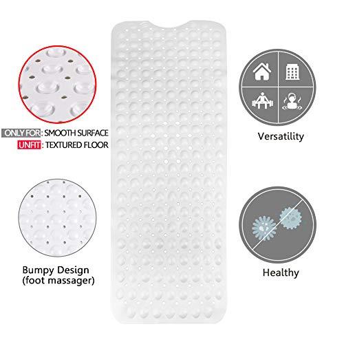 Wimaha XL Bathtub Mat, Bath Shower Mat Non Slip for Bathroom, Machine Washable, Ideal for Kids Toddler Senior, 39 x 16, Clear