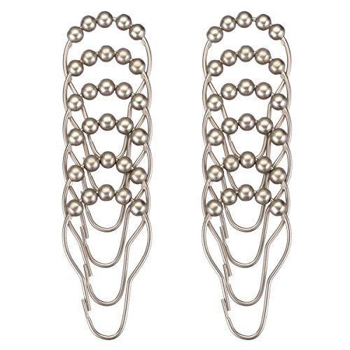 Amazer Shower Curtain Hooks Rings, Stainless Steel Shower Curtain Rings and Hooks for Bathroom Shower Rods Curtains-Set of 12-Polished Nickel