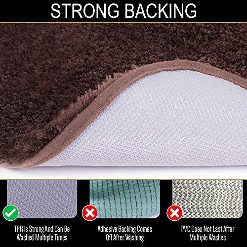 Walensee Bathroom Rug Non Slip Bath Mat for Bathroom (16 x 24) Water Absorbent Soft Microfiber Shaggy Bathroom Mat Machine Washable Bath Rug for Bathroom Thick Plush Rugs for Shower (Gray)