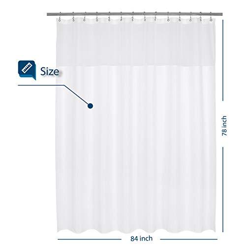 Waffle Weave Fabric Shower Curtain 230 GSM Heavy Duty, Spa, Hotel Luxury, Water Repellent, White Pique Pattern, 71 x 72 inches Decorative Bathroom Curtain