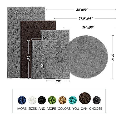 MAYSHINE Bath mat Runners for Bathroom Rugs(47X27.5inch) Long Floor mats Extra Soft Absorbent Thickening Shaggy Microfiber Machine-Washable Perfect for Doormats Tub Shower-Dark Gray