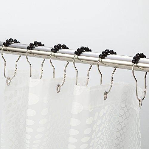 Amazer Shower Curtain Hooks Rings, Stainless Steel Shower Curtain Rings and Hooks for Bathroom Shower Rods Curtains-Set of 12-Polished Nickel