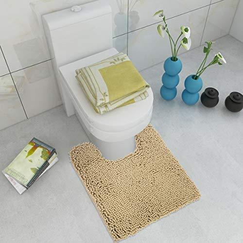 ITSOFT Non-Slip Shaggy Chenille Toilet Contour Bathroom Rug with Water Absorbent, Machine Washable, 21 x 24 Inch U-Shaped Charcoalgray