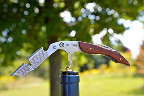 Professional Waiter’s Corkscrew by HiCoup - Rosewood Handle All-in-one Corkscrew, Bottle Opener and Foil Cutter, Used By Sommeliers, Waiters and Bartenders Around The World