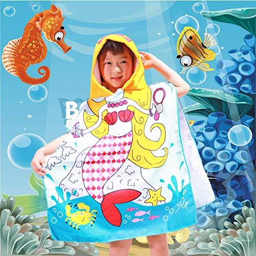 HETH Kids Hooded Beach and Bath Towel 100% Cotton Beach Swimming Coverup for Age 2-8 Years Old Multi-use for Bath/Shower/Pool(Tiger Shark)