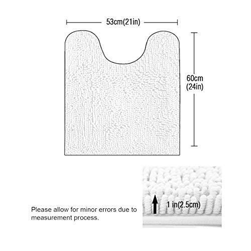 ITSOFT Non-Slip Shaggy Chenille Toilet Contour Bathroom Rug with Water Absorbent, Machine Washable, 21 x 24 Inch U-Shaped Charcoalgray