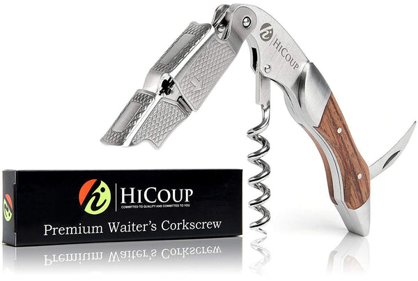 Professional Waiter’s Corkscrew by HiCoup - Rosewood Handle All-in-one Corkscrew, Bottle Opener and Foil Cutter, Used By Sommeliers, Waiters and Bartenders Around The World