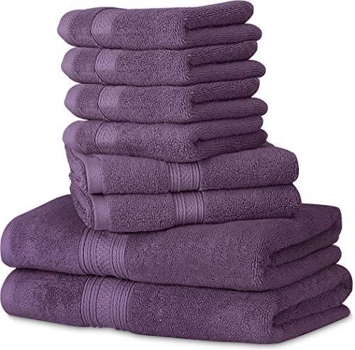 Utopia Towels 8 Piece Towel Set, 700 GSM, 2 Bath Towels, 2 Hand Towels and 4 Washcloths, Dark Grey