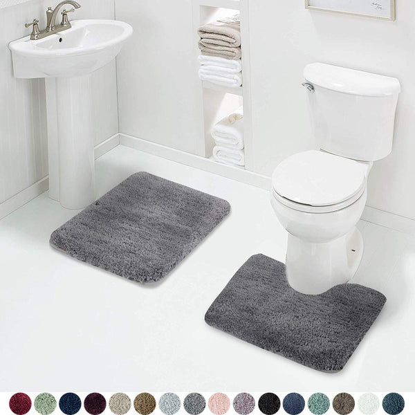 Walensee Bathroom Rug Non Slip Bath Mat for Bathroom (16 x 24) Water Absorbent Soft Microfiber Shaggy Bathroom Mat Machine Washable Bath Rug for Bathroom Thick Plush Rugs for Shower (Gray)