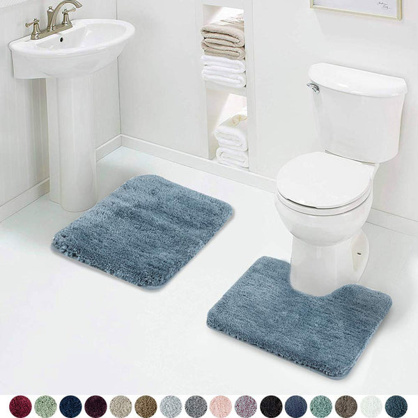 Walensee Bathroom Rug Non Slip Bath Mat for Bathroom (16 x 24) Water Absorbent Soft Microfiber Shaggy Bathroom Mat Machine Washable Bath Rug for Bathroom Thick Plush Rugs for Shower (Gray)