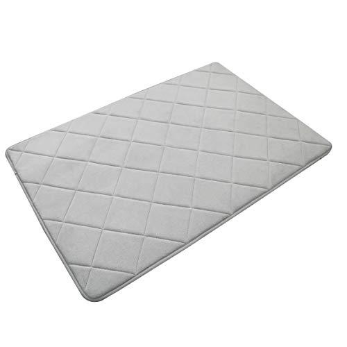 FINDNEW [Update Non-Slip Soft Microfiber Memory Foam Bath Mat,Toilet Bath Rug,with Increased Anti-Skid Bottom Washable Quickly Drying Bathroom mats (16" X 24", Black)