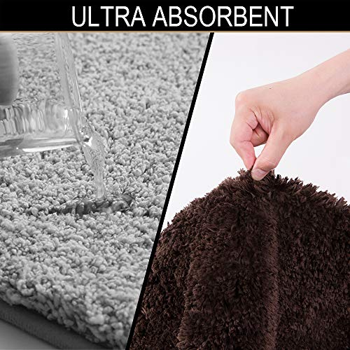 Walensee Bathroom Rug Non Slip Bath Mat for Bathroom (16 x 24) Water Absorbent Soft Microfiber Shaggy Bathroom Mat Machine Washable Bath Rug for Bathroom Thick Plush Rugs for Shower (Gray)