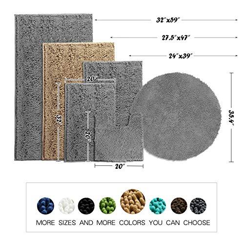 MAYSHINE Bath mat Runners for Bathroom Rugs(47X27.5inch) Long Floor mats Extra Soft Absorbent Thickening Shaggy Microfiber Machine-Washable Perfect for Doormats Tub Shower-Dark Gray