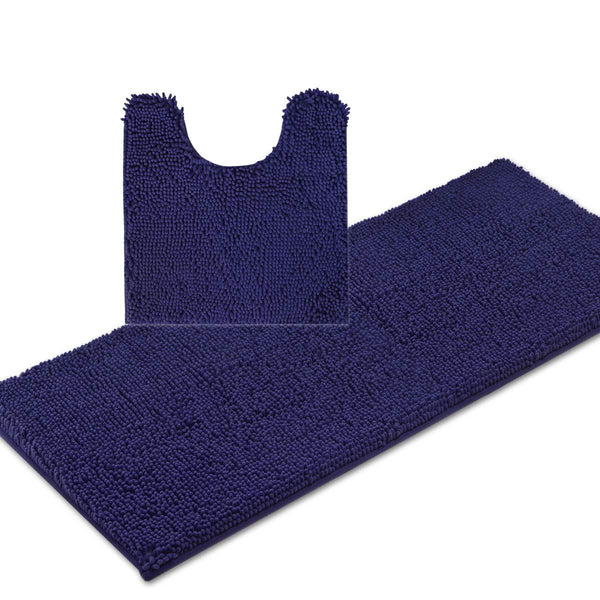 ITSOFT 3pc Non-Slip Shaggy Chenille Bathroom Mat Set