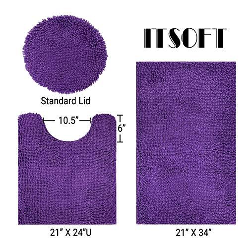 ITSOFT 3pc Non-Slip Shaggy Chenille Bathroom Mat Set