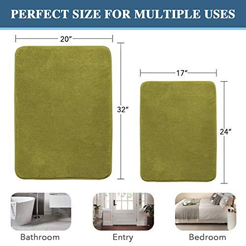 H.VERSAILTEX 2 Pack Non Slip Memory Foam Bathroom Rugs Non Slip Bath Mats Super Absorbent Extra Cozy, Foot Massage Flannel Bathroom Rugs/Carpets Machine-Washable and Fast Dry (Gray, Each 17" x 24")