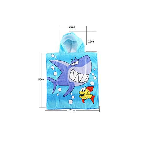 HETH Kids Hooded Beach and Bath Towel 100% Cotton Beach Swimming Coverup for Age 2-8 Years Old Multi-use for Bath/Shower/Pool(Tiger Shark)